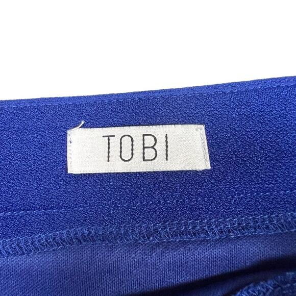 Tobi Mini Skirt Solid Blue Scallop Hem Side Zip Mini Stretch Women's Medium M - Picture 2 of 8